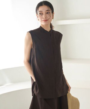 リネンレーヨン ノースリーブブラウス