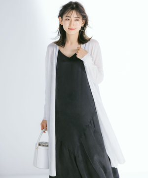 【洗える】コットンリネンシアーニット カーディガン