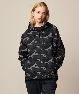 【ストレッチ/軽量/撥水/ポケッタブル】エンボスカモフラージュ パーカー