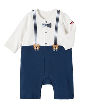  【70-80cm】蝶ネクタイ＆サスペンダー 7分丈カバーオール