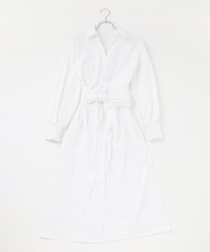  【ANSWER for 産前産後ママ】リボン取り外し可能！シャツカラーワンピース