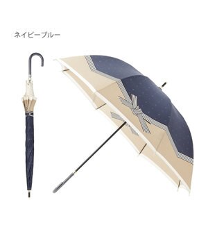  【耐風】LANVIN en Bleu 長傘 サテンプリントリボン