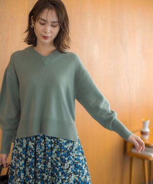  【8色展開・手洗い可】ウールカシミヤミックス Vネックニット