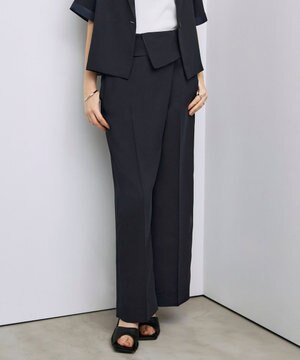  【UVケア・接触冷感・速乾・防シワ・洗える】 FluidBackSatin デザインワイドパンツ