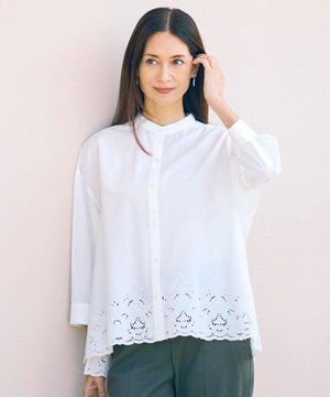  エンブロイダリーブロードバンドカラー ブラウス