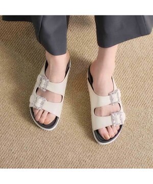  <carino>厚底ビジューバックルサンダル