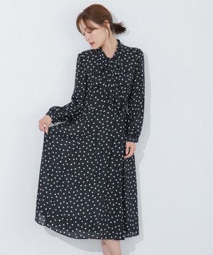  【chayさん・八木アリサさん着用】PROMISE RIBBON ROSETTE ドット柄ドレス