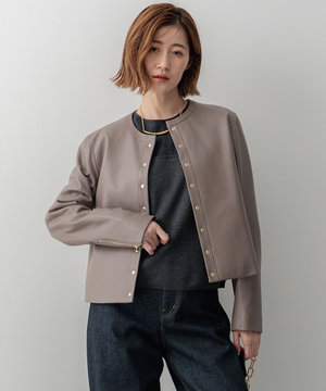  ラムレザー ノーカラージャケット
