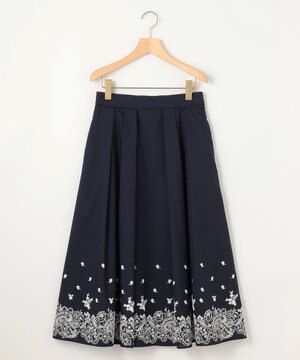  レースパネルプリント タックフレアスカート