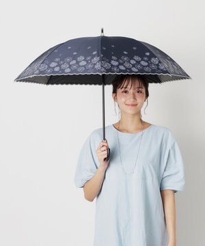  【一級遮光/晴雨兼用日傘】ランバン オン ブルー (LANVIN en Blue)  長傘 日傘 フラワーグリッター