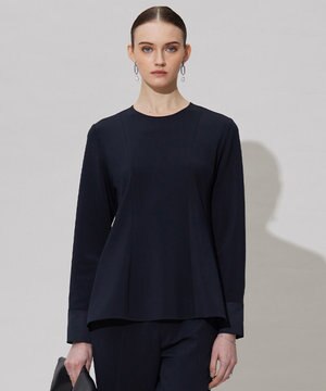  【洗える】ミリオーネダンボールニット ペプラムブラウス