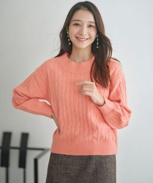  【洗える】ケーブルAir ニット