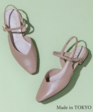 シープレザー Vカット バックストラップパンプス