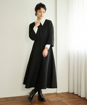  【セレモニーにも】フレアニットワンピース