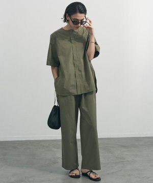  【セットアップ着用可/ウエストゴム】FINE MOVE ギャザーワイドパンツ