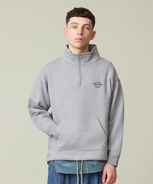  【UNISEX】スタンド ハーフジップ プルオーバー スウェット