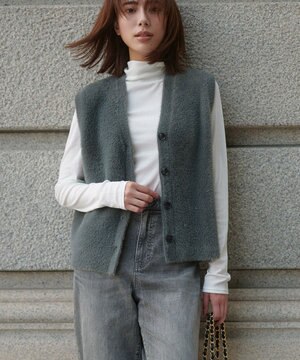 ナイロンシャギー カーディガン ベスト
