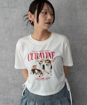  グラフィックショートサイドリボンドロストT