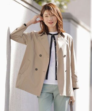  【洗える・撥水】ポリアーティローザ ダブル トレンチコート