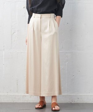 【洗える】ワッシャーサテン　フレアーパンツ