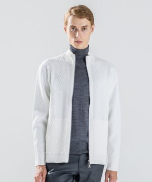  【新柄】 ヴィスコースリンクス　ハイネックジップアップカーディガン