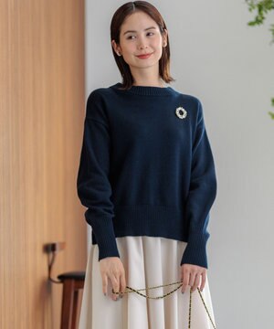 コットンカシミヤ混 クルーネックニット
