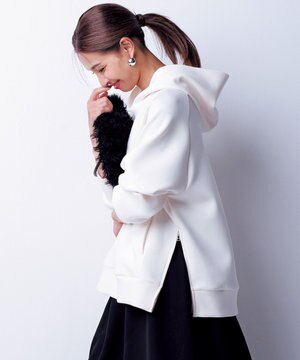  【洗える】ダブルフェイス サイドZIPフーディ