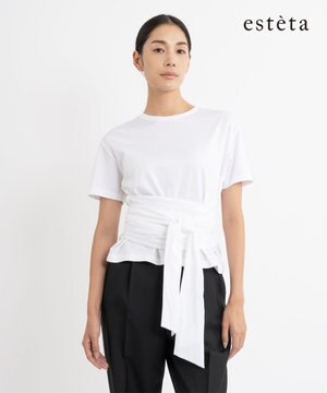  【エステータ】スーピマシングルジャージー サッシュデザイン カットソー