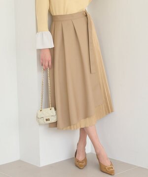  【洗える】プリーツコンビ スカート