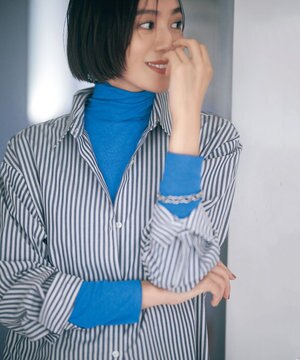 【暖かさ＆着心地の良さで大ヒット】コットンカシミヤ タートルネックカットソー