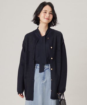 【洗える】シャイニーツイードニット アウター