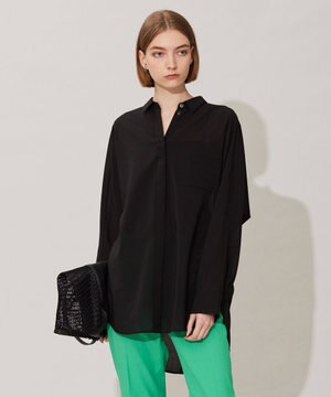  【洗える】トリアセコットンシアー ドルマンスリーブシャツ