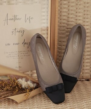  【安田美沙子さん着用・撥水】リボンキルティングパンプス　レインシューズ