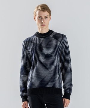  モロッカンブラインドジャガード　クルーネックニット