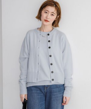  【先行予約/見上愛さん着用】ピュアカシミヤ クルーネック カーディガン