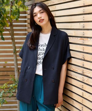 【セットアップ可】サラサラテックリネン半袖テーラードジャケット