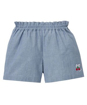  【80-120cm】バックフリル ダンガリー素材 キュロットパンツ