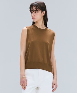 【洗える】VALOIS / バックシフォンレーヤードニット