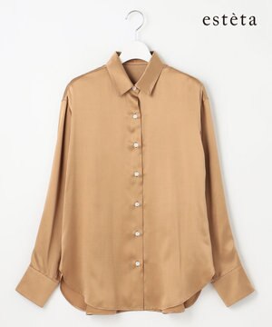  【エステータ】シルクサテン シャツ