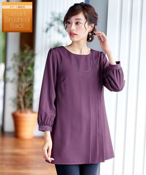  【洗える・スマート裏起毛】アシメタックチュニックブラウス