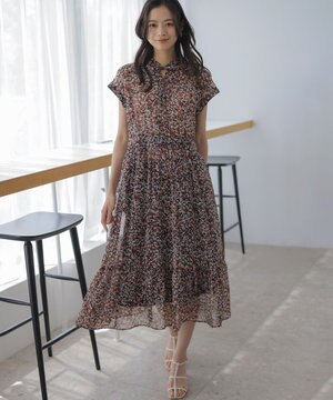  【先行予約】インプレッションフラワープリント フレアワンピース