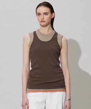  【洗える】レイヤードタンク