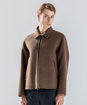 【新素材】ウールキャメルリバー　ジップアップブルゾン