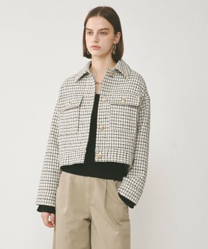  チェックツイードブルゾン