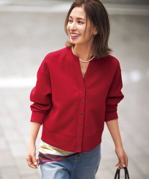  【WEB限定カラー】BEAUTY FORM JERSEY キーネックカーディガン