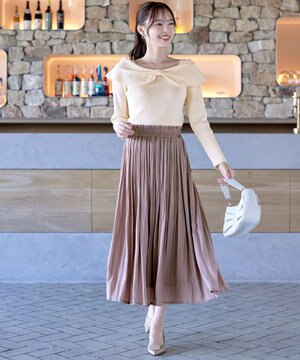  【安田美沙子さん着用】ヴィンテージサテンプリーツスカート