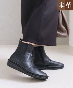  本革軽量サイドゴアステッチショートブーツ