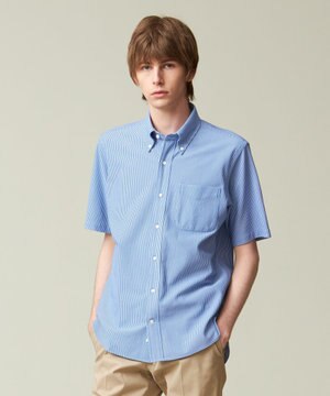  【夏に嬉しい高機能】カノコインレイ マイクロストライプパッチポケット シャツ/B.D.