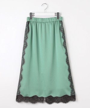 【洗える】サテンレース スカート