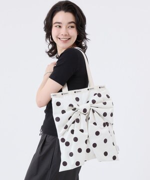  LG BOW EMERALD TOTE/ノワールポルカドットスナイデル